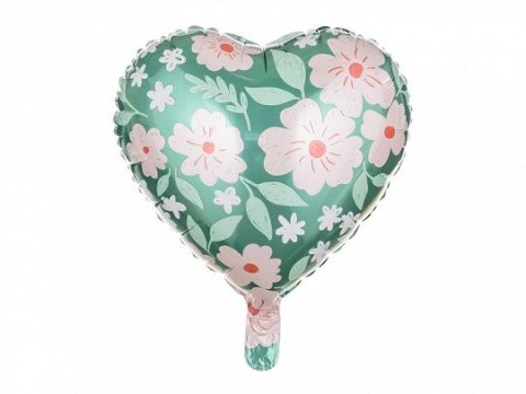 Balon foliowy Partydeco serce w kwiaty 18cal (FB124) Partydeco