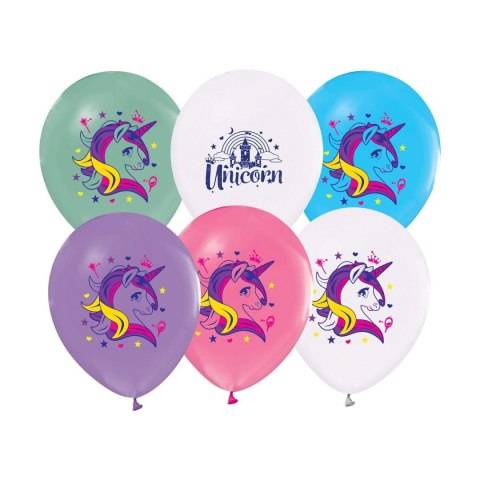 Balon gumowy Godan Jednorożce 5 szt mix 12cal (133GZ-JED5) Godan