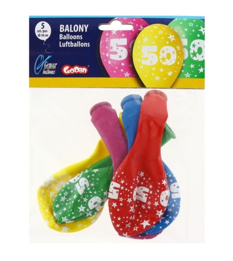 Balon gumowy Godan Z NADRUKIEM 5 szt mix 12cal (GS110/50) Godan