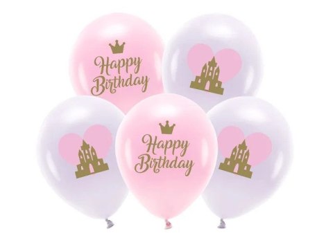 Balon gumowy Partydeco Eco 33 cm, Happy Birthday mix 330mm (ECO33P-205-000-5) Partydeco