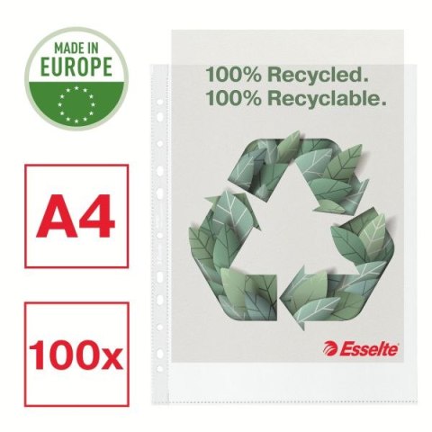 Koszulki na dokumenty Esselte Recycled Maxi groszkowa A4 kolor: bezbarwny typu U 100 mic. (627503) Esselte