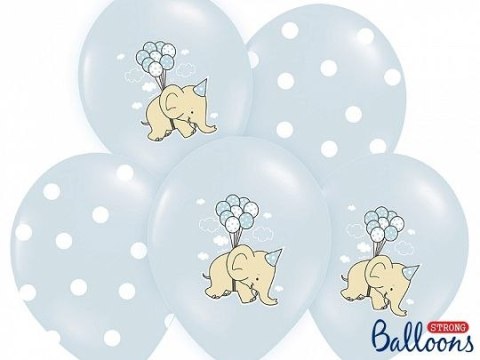 Balon gumowy Partydeco 30cm, Słonik, Pastel Baby Blue Mix (1 op. / 6 szt.) niebieski jasny 300mm (SB14P-255-000-6) Partydeco