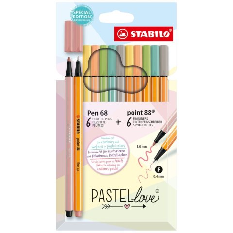 Zestaw piśmienniczy Stabilo Pen68+Point88 6888/12-7-7 (pastel) Stabilo