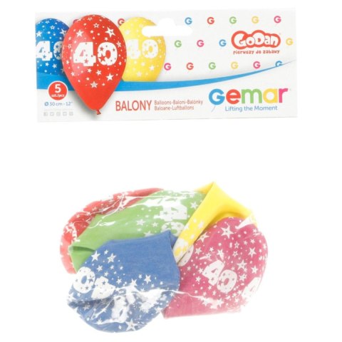 Balon gumowy Godan Z NADRUKIEM 5 szt mix 12cal (GS110/40) Godan