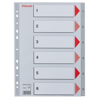 Przekładka numeryczna Esselte A4 szara 6k 1-6 (100104) Esselte