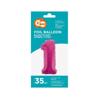 Balon foliowy Godan cyfra 1 różowy 35 cm (FG-C35R1) Godan