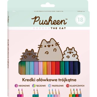 Kredki ołówkowe St.Right Pusheen 18 k ( 10 std, 2 neon+2 tęcza+ 5903235652042 18 kol. (4 pastel) St.Right