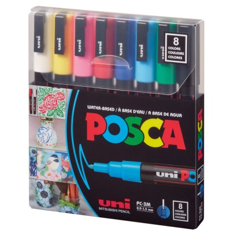 Marker specjalistyczny Posca 8 sztuk 5906340928323, mix 0,9-1,6mm okrągła końcówka (194510) Posca