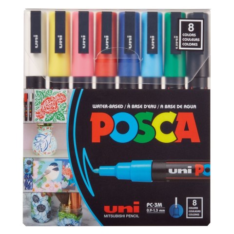 Marker specjalistyczny Posca 8 sztuk 5906340928323, mix 0,9-1,6mm okrągła końcówka (194510) Posca