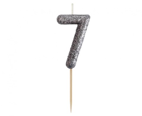 Świeczka urodzinowa Godan piker cyferka 7, brokatowa czarna, 11x3.5 cm (BH-SPC7) Godan Świeczka urodzinowa Godan piker cyferka 7, brokatowa czarna, 11x3.5 cm (BH-SPC7) Godan