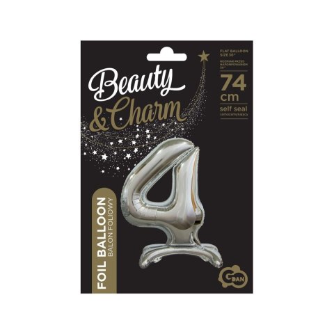 Balon gumowy Godan Beauty&Charm cyfra stojąca srebrna srebrna 30cal (BC-ASS4) Godan