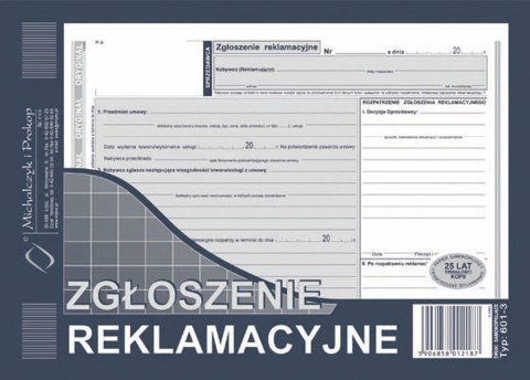 Druk samokopiujący Michalczyk i Prokop Zgłoszenie reklamacyjne A5 39k. (601-3) Michalczyk i Prokop