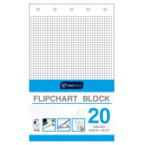 Blok do tablic flipchart Interdruk A1 20k. 80g krata [mm:] 1000x640 (FLI20#) Interdruk