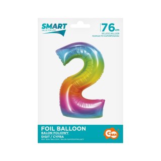 Balon foliowy Godan Smart cyfra 2 tęcza 76cm (CH-STC2) Godan