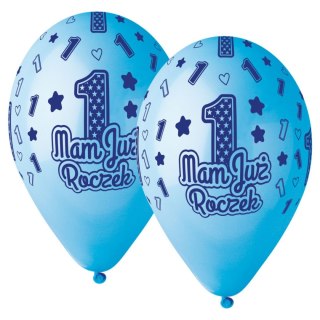 Balon gumowy Godan Mam już roczek niebieski 13cal,5 szt. 5 szt niebieski 13cal (GS120/MJRN) Godan