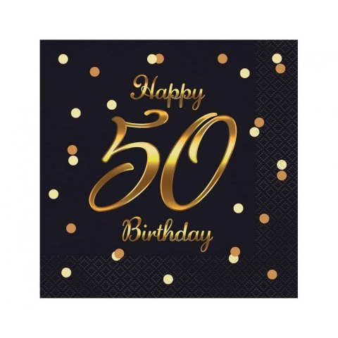 Serwetki Godan Happy 50 Birthday, nadruk złoty czarny papier [mm:] 330x330 (PG-S50C) Godan