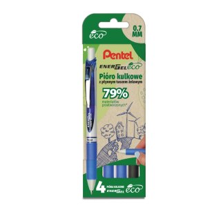 Pióro kulkowe Pentel ENERGEL KPL.4szt czarny i niebieski (BL77E-ST4ACCCPL) Pentel