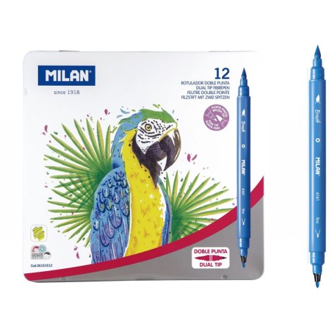 Flamaster Milan z dwoma końcówkami 12 kol. (06161612) Milan Flamaster Milan z dwoma końcówkami 12 kol. (06161612) Milan