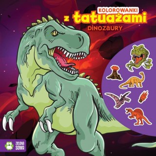 Kolorowanka Zielona Sowa z tatuażami. Dinozaury Zielona Sowa