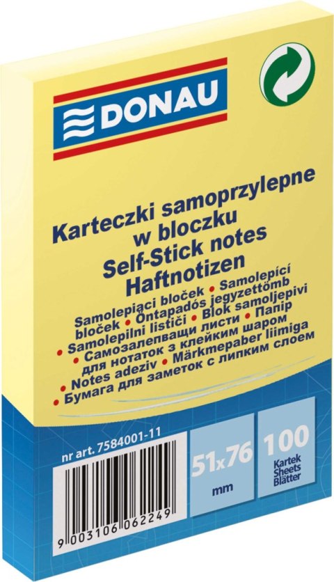 Notes samoprzylepny Donau żółta 100k [mm:] 51x76 (7584001) Donau