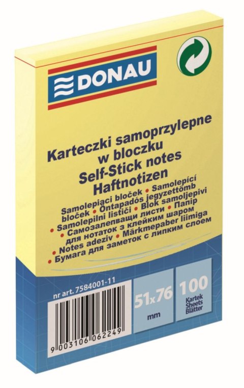 Notes samoprzylepny Donau żółta 100k [mm:] 51x76 (7584001) Donau