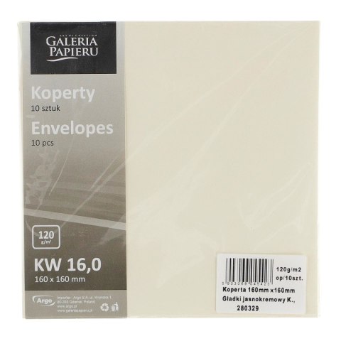 Koperta Galeria Papieru gładki kremowa [mm:] 160x160 (280329) 10 sztuk Galeria Papieru