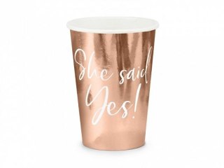 Kubek jednorazowy Partydeco She said yes!, różowe złoto (1 op. / 6 szt.) papier 220ml (KPP21-019R-EU1) Partydeco
