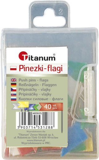 Pinezki Titanum plastikowe flagi kolor: mix 40 szt Titanum