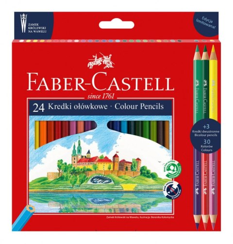 Kredki ołówkowe Faber Castell dwustronne Wawel 24+3 kol. (201481 FC) Faber Castell