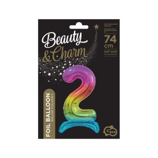 Balon gumowy Godan Beauty&Charm cyfra stojąca tęczowa tęczowa 750mm 30cal (BC-AST2) Godan