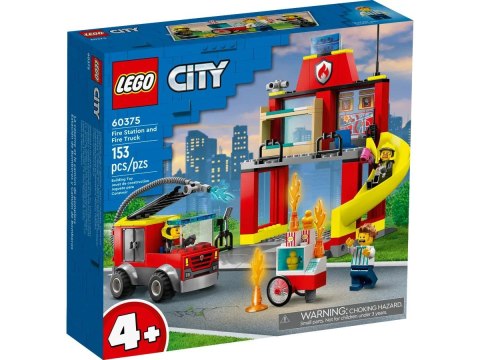 Klocki konstrukcyjne Lego City remiza strażacka i wóz strażacki (60375) Lego