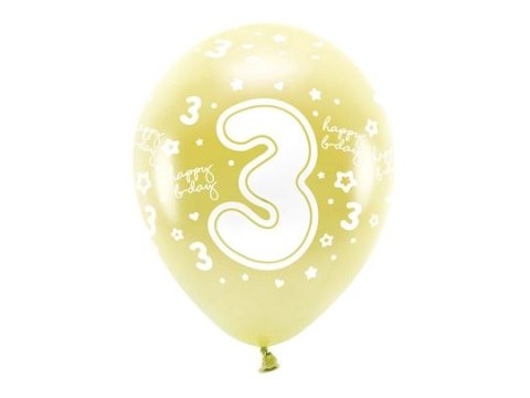 Balon gumowy Partydeco cyfra 3 (1 op. / 6 szt.) złoty 330mm (ECO33M-203-019J-6) Partydeco Balon gumowy Partydeco cyfra 3 (1 op. / 6 szt.) złoty 330mm (ECO33M-203-019J-6) Partydeco