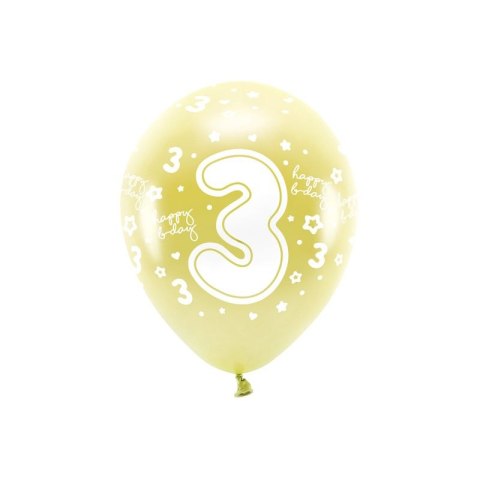 Balon gumowy Partydeco cyfra 3 (1 op. / 6 szt.) złoty 330mm (ECO33M-203-019J-6) Partydeco Balon gumowy Partydeco cyfra 3 (1 op. / 6 szt.) złoty 330mm (ECO33M-203-019J-6) Partydeco