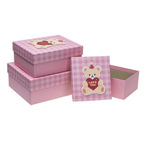 Pudełko na prezent Rozette [mm:] 250x210 (PUD-23280-PR BEAR pink set 3) Rozette