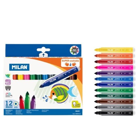 Flamaster Milan Maxi Super Washable 12 kol. (692412) Milan Flamaster Milan Maxi Super Washable 12 kol. (692412) Milan
