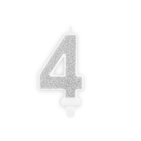 Świeczka urodzinowa Partydeco cyferka 4 srebrny 7 cm 7cm (SCU3-4-0188) Partydeco Świeczka urodzinowa Partydeco cyferka 4 srebrny 7 cm 7cm (SCU3-4-0188) Partydeco