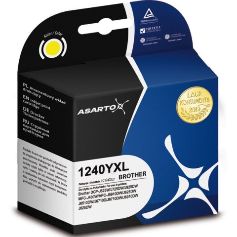 Tusz (cartridge) alternatywny Asarto do Brother 1240YXL | DCPJ525W/725DW/925DW I yellow żółty 18ml (AS-B1240YXL) Asarto Tusz (cartridge) alternatywny Asarto do Brother 1240YXL | DCPJ525W/725DW/925DW I yellow żółty 18ml (AS-B1240YXL) Asarto