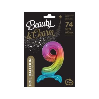 Balon gumowy Godan Beauty&Charm cyfra stojąca tęczowa tęczowy 30cal (BC-AST9) Godan