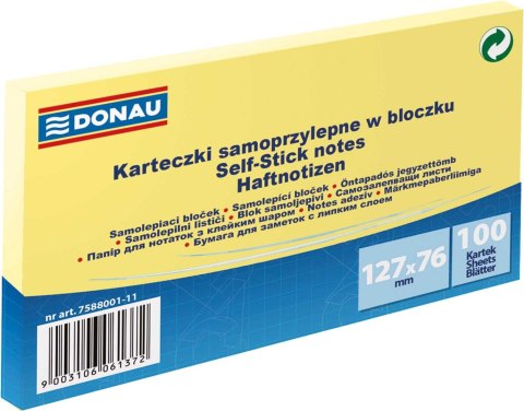 Notes samoprzylepny (karteczki) Donau żółty jasny 100k [mm:] 127x76 (7588001-11) Donau