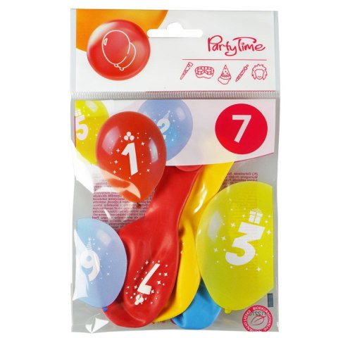 Balon gumowy Arpex z nadrukiem cyferki - 7 (3 szt.) mix 280mm (KB1962-7-9944) Arpex