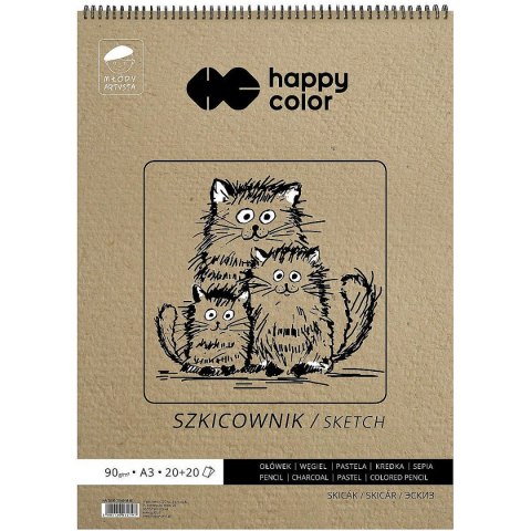 Blok artystyczny Happy Color szkicownik młody artysta A3 80g 40k (HA 3809 3040-M40) Happy Color Blok artystyczny Happy Color szkicownik młody artysta A3 80g 40k (HA 3809 3040-M40) Happy Color