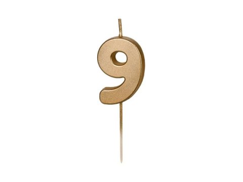 Świeczka urodzinowa Partydeco Cyferka 9, 4.5 cm, złoty (SCU9-9) Partydeco Świeczka urodzinowa Partydeco Cyferka 9, 4.5 cm, złoty (SCU9-9) Partydeco