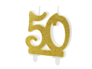 Świeczka urodzinowa Partydeco liczba 50, złoty 7.5cm (SCU5-50-019) Partydeco