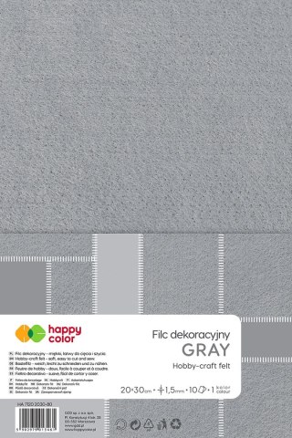 Filc Happy Color kolor: szary 10 ark. [mm:] 200x300 (HA 7150 2030-80) Happy Color