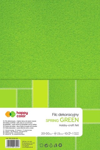 Filc Happy Color kolor: zielony jasny 10 ark. [mm:] 200x300 (HA 7150 2030-50) Happy Color