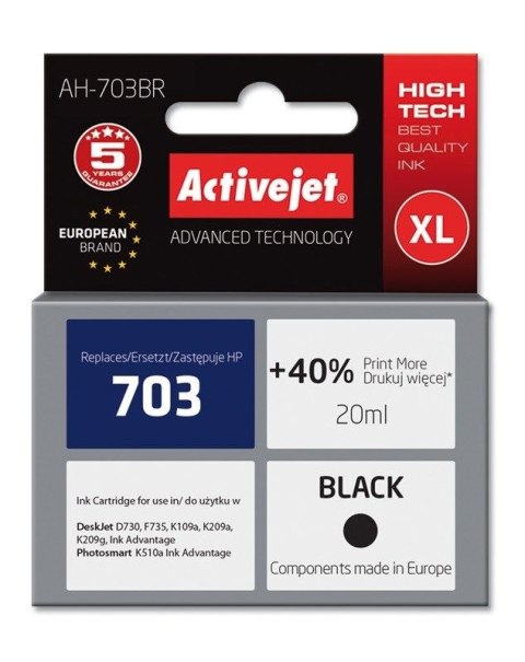 Tusz (cartridge) alternatywny Activejet HP 703 CD887 czarny 20ml (EXPACJAHP0119) Activejet Tusz (cartridge) alternatywny Activejet HP 703 CD887 czarny 20ml (EXPACJAHP0119) Activejet