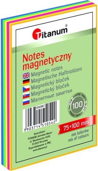 NOTES ELEKTROSTATYCZNY 75 X 100 MM 100 KARTECZEK MIX KOLORÓW Titanum