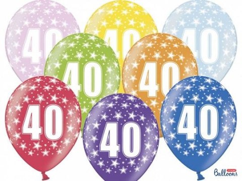 Balon gumowy Partydeco gumowy 40 urodziny, mix kolorów 30 cm/6 sztuk mix 300mm (SB14M-040-000-6) Partydeco Balon gumowy Partydeco gumowy 40 urodziny, mix kolorów 30 cm/6 sztuk mix 300mm (SB14M-040-000-6) Partydeco