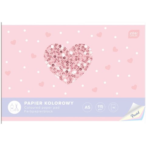 Zeszyt papierów kolorowych Interdruk PASTEL A5 115g 10k Interdruk