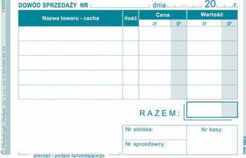 Druk samokopiujący Michalczyk i Prokop Dowód sprzedaży A7 80k. (260-9) Michalczyk i Prokop